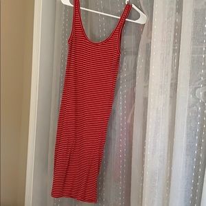 Red stripe body con dress